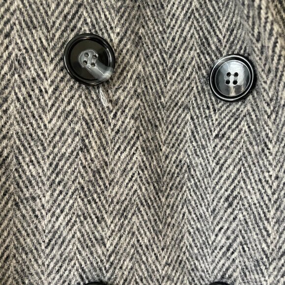 Vintage Noble Fashion Wool Coat Women’s | Herringbone Tweed Long Overcoat Size L - Picture 4 of 10